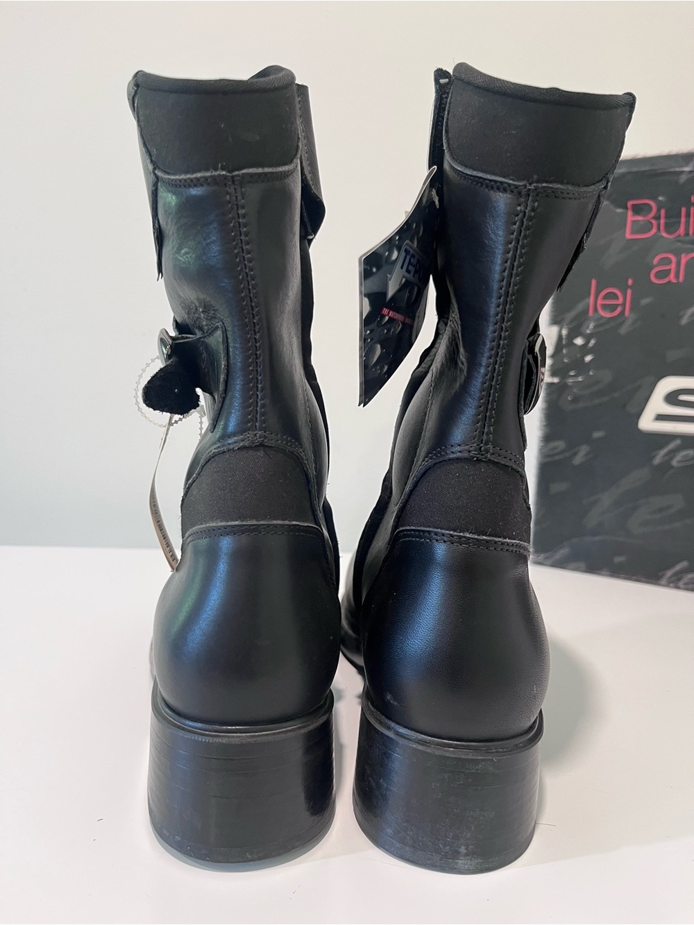SIDI LEI NWT Black Leather Women's Riding Heeled Leather Motorcycle Boots Italy - Picture 4 of 15